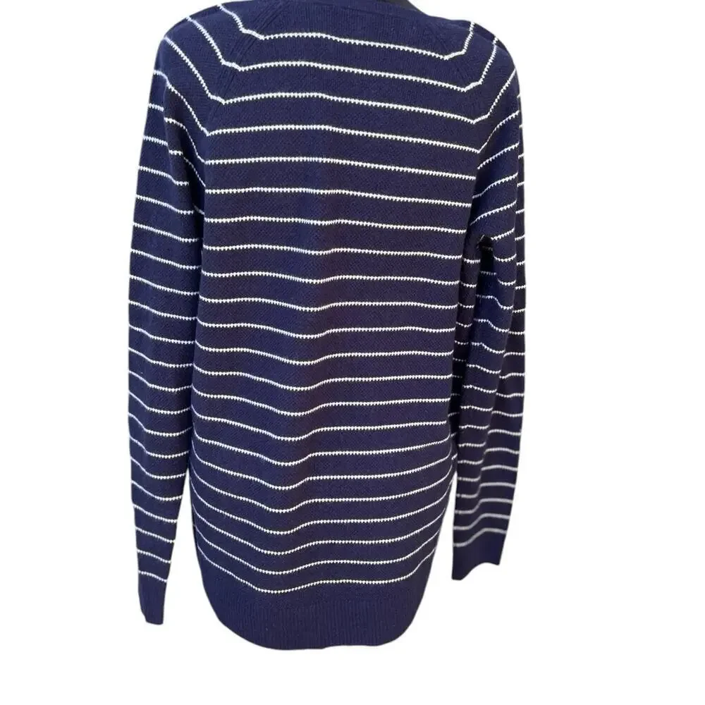 GAP V-neck navy stripe sweater-women's size Large TALL